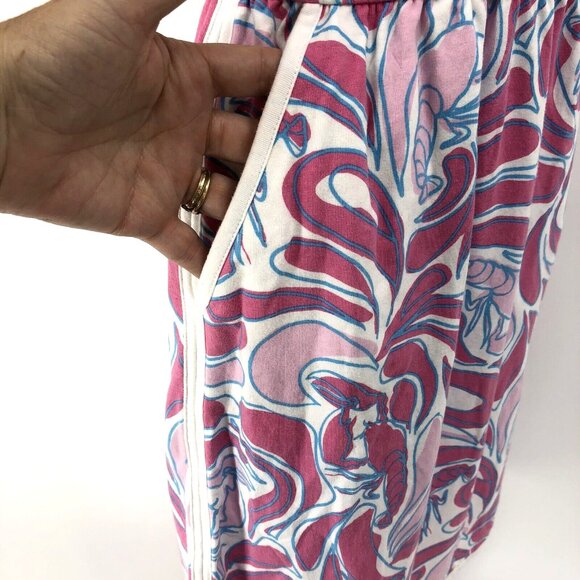 Womens Sporty Beach Strapless Pink Lobster Ruffled Cover Up Pockets Dress Sz L - Picture 4 of 14